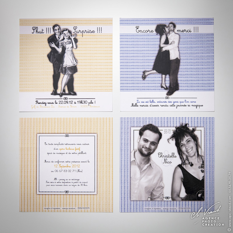 Photo et création d'une carte de remerciement de mariage