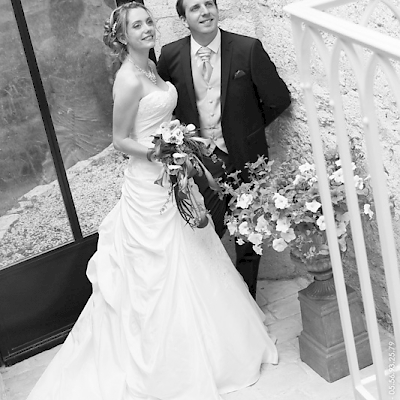 Reportage mariage, photo du couple en noir et blanc