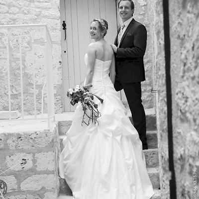 Reportage mariage, photo du couple en noir et blanc