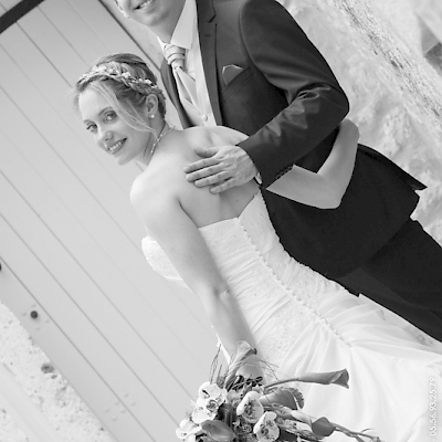 Reportage mariage, photo du couple en noir et blanc