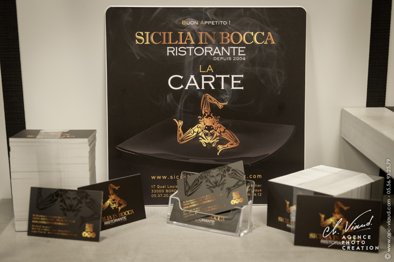 Création carte de visite et menu pour un restaurant Sicilien