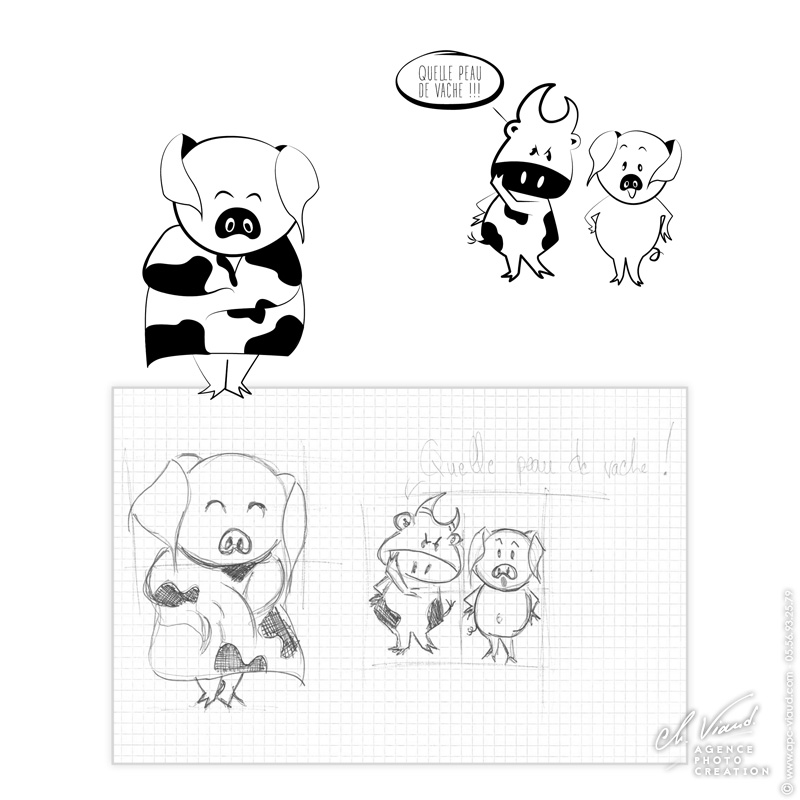 Création et impression d'illustration en adhésif pour un boucher charcutier