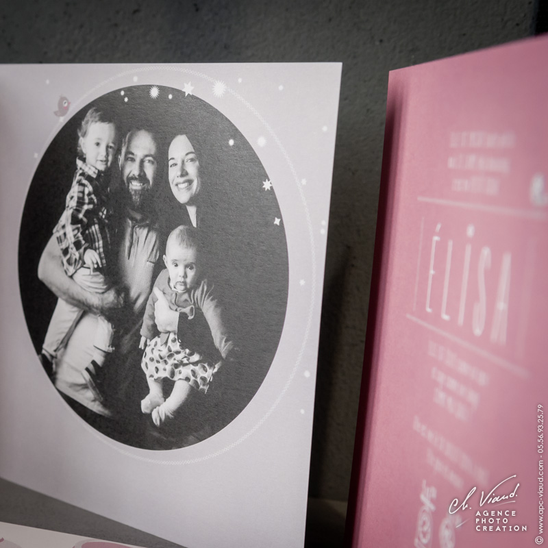 Création d'un faire-part de naissance pour une petite fille